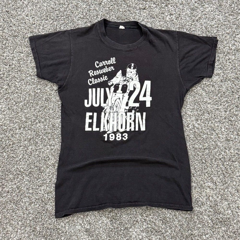 Vintage 80s Carroll Resweber Classic Elkhorn Harley Davidson T-Shirt Mens L Race